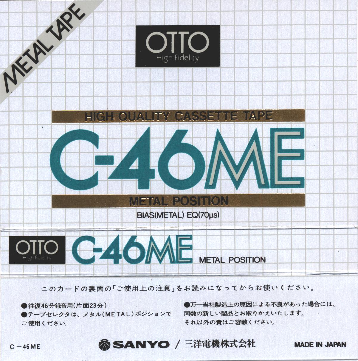Compact Cassette OTTO ME 46 Type IV Metal 1979 Japan