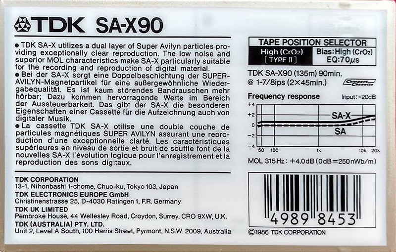 Compact Cassette: TDK  - SA-X 90