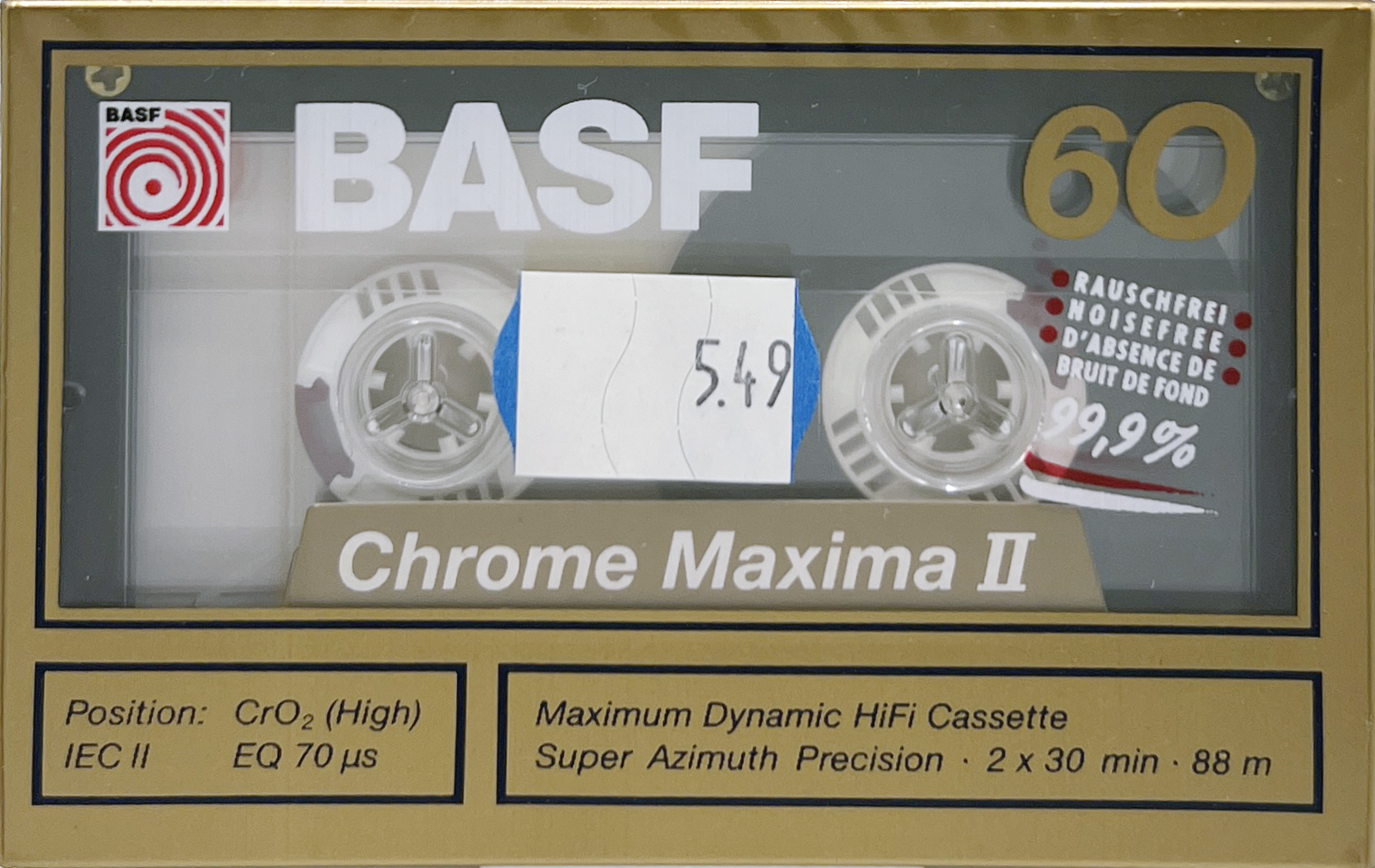 Compact Cassette BASF Chrome Maxima II 60 Type II Chrome 1990 Europe