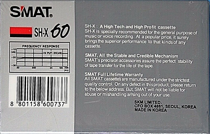 Compact Cassette Smat SH X 60 Type I Normal 1989 Europe