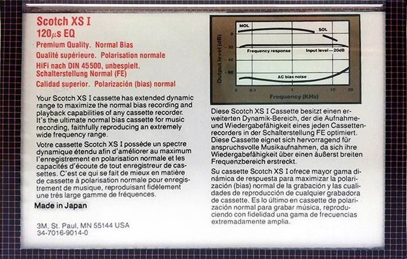 Compact Cassette Scotch XS I 90 Type I Normal 1982 Worldwide