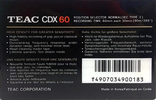 Compact Cassette Teac CDX 60 Type I Normal 1989 Europe