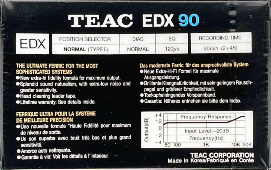 Compact Cassette Teac EDX 90 Type I Normal 1988 Europe