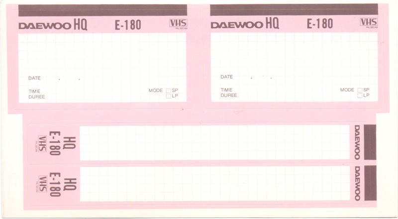 VHS, Video Home System: Unknown Daewoo - HQ 180