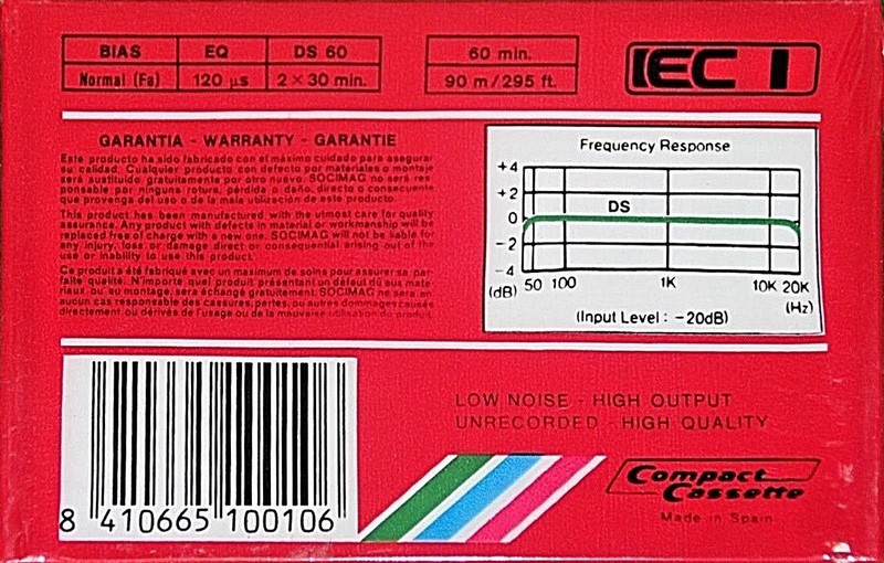 Compact Cassette Socimag DS-I 60 Type I Normal 1984 Europe