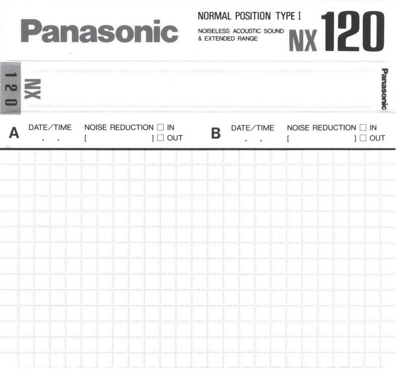 Compact Cassette Panasonic NX 120 "RT-NX120" Type I Normal 1989 Japan