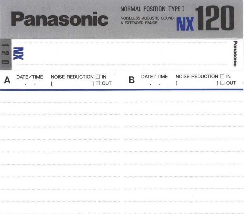 Compact Cassette Panasonic NX 120 "RT-NX120" Type I Normal 1989 Japan