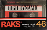 Compact Cassette RAKS High Dynamic 46 Type I Normal 1979 Europe