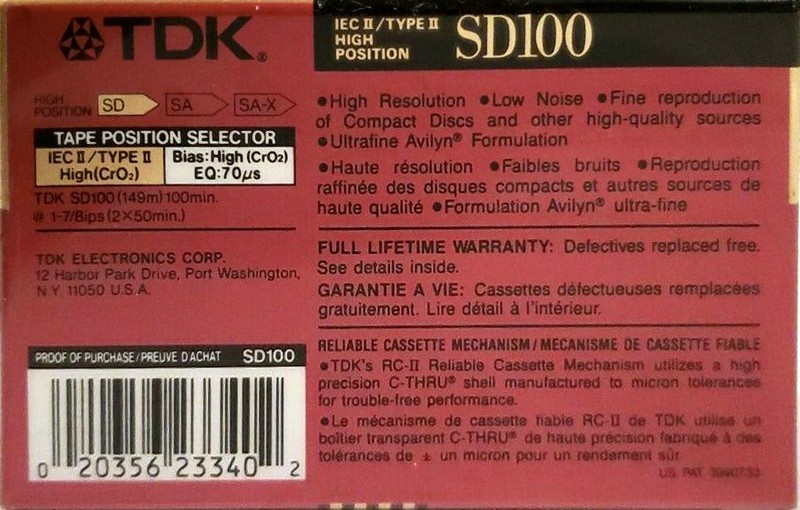 Compact Cassette: TDK  - SD 100