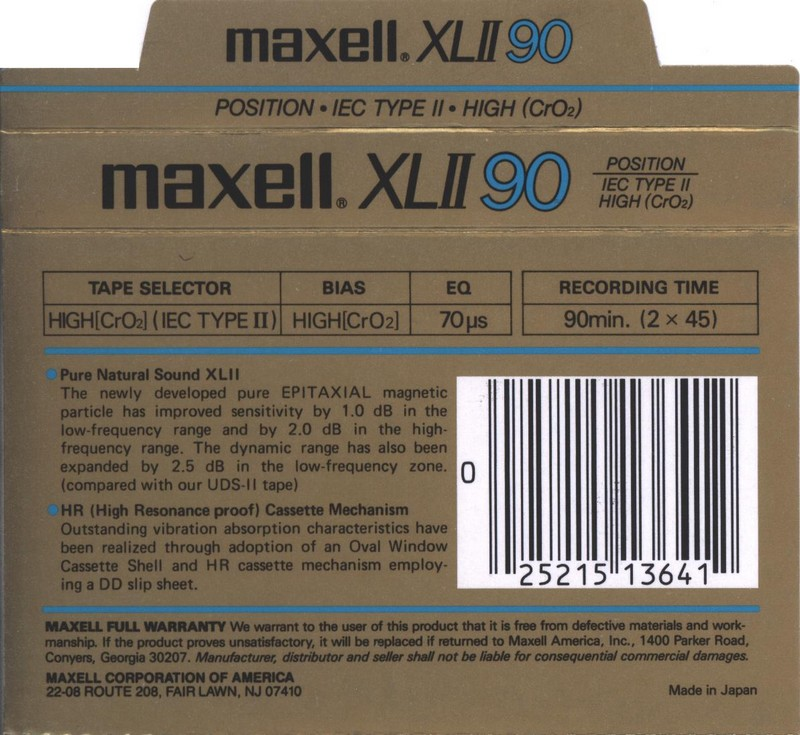 Compact Cassette: Maxell / Hitachi Maxell - XLII 90