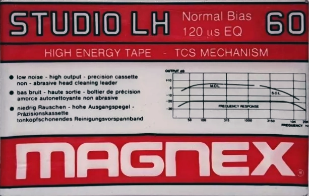 Compact Cassette Magnex Studio LH 60 Type I Normal 1985 Europe