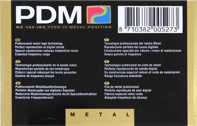 Compact Cassette PDM ME 100 Type IV Metal 1990 Europe