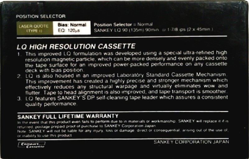 Compact Cassette Sankey LQ 90 Type I Normal 1986 Japan