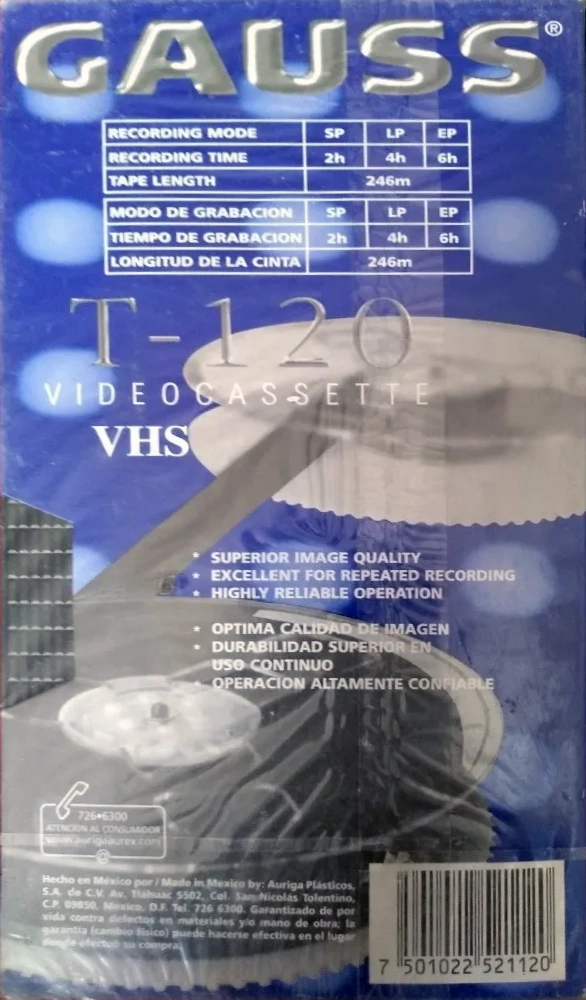 VHS, Video Home System Gauss 120 Type I Normal Latin America