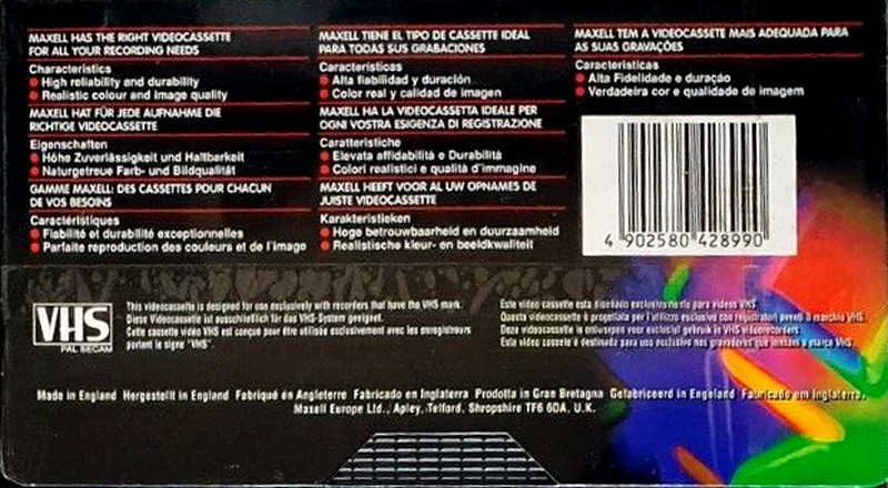 VHS, Video Home System Maxell VX 180 Type I Normal Europe