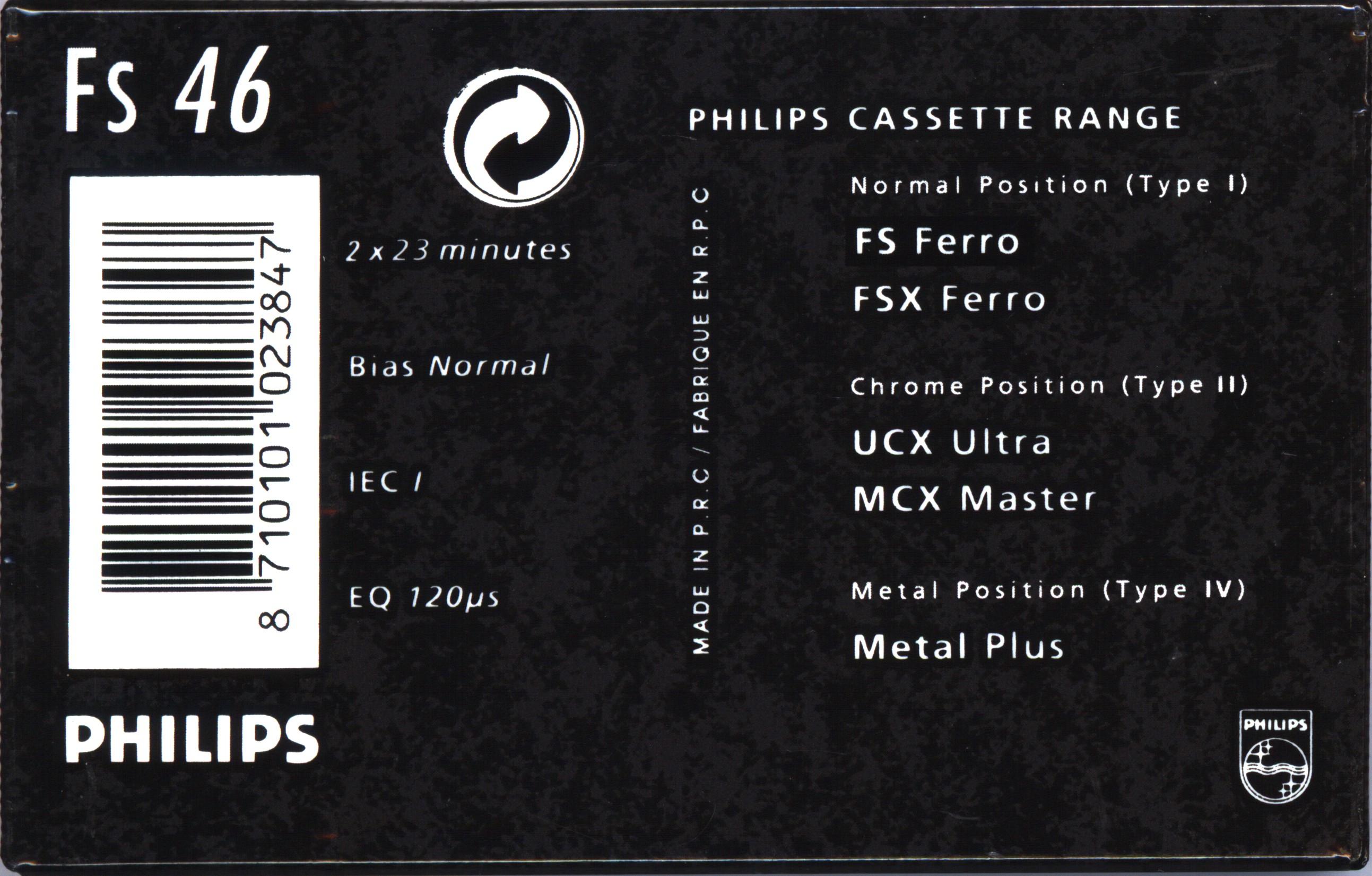 Compact Cassette Philips FS 46 Type I Normal 1990 Europe