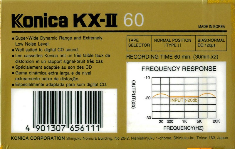 Compact Cassette Konica KX-II 60 Type I Normal 1988 Europe