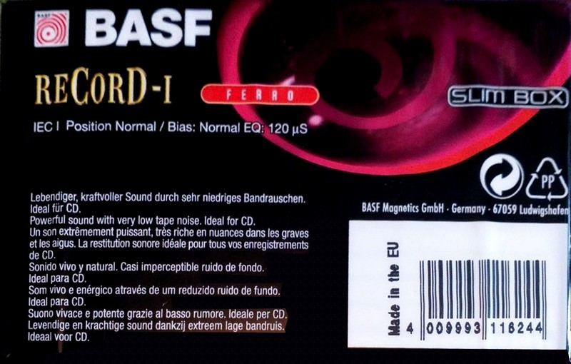 Compact Cassette BASF Record I 46 Type I Normal 1997 Europe