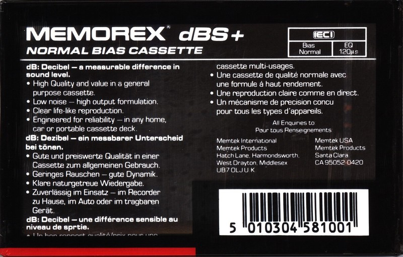 Compact Cassette: Memorex  - dBS+ 60