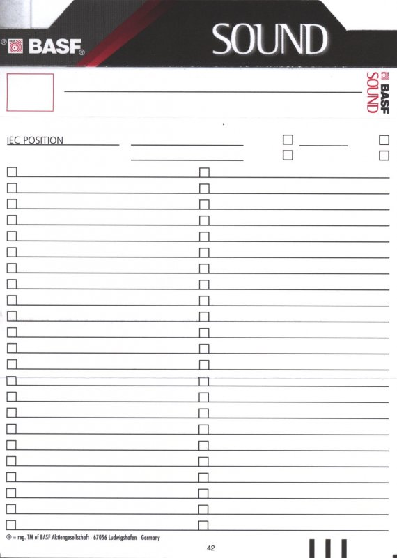 Compact Cassette BASF Sound 90 Type I Normal 1997 Europe