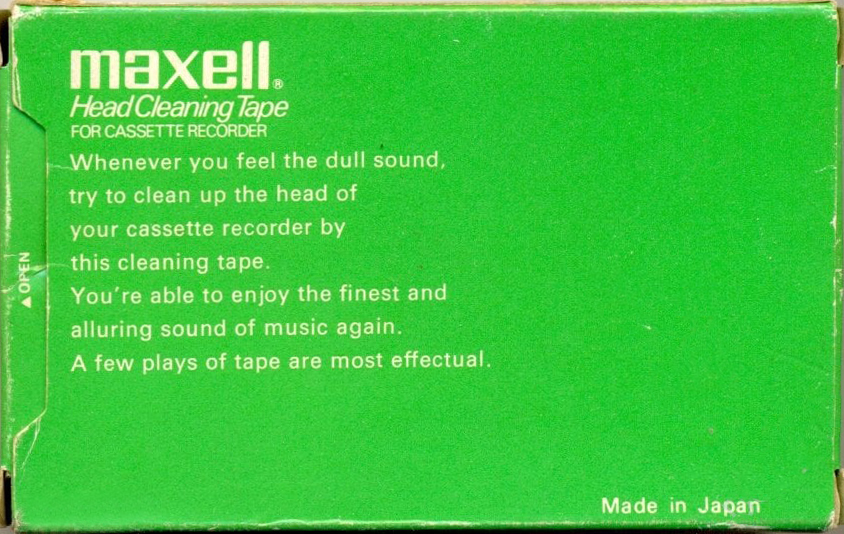 Compact Cassette Maxell Cleaning Cassette 1972 USA