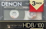 3 pack Denon HD8 100 Type II Chrome 1988 Europe