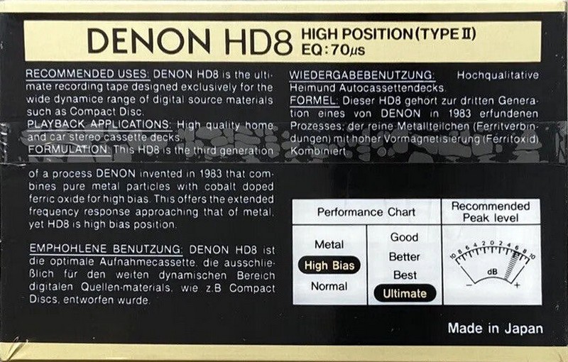 3 pack Denon HD8 100 Type II Chrome 1988 Europe