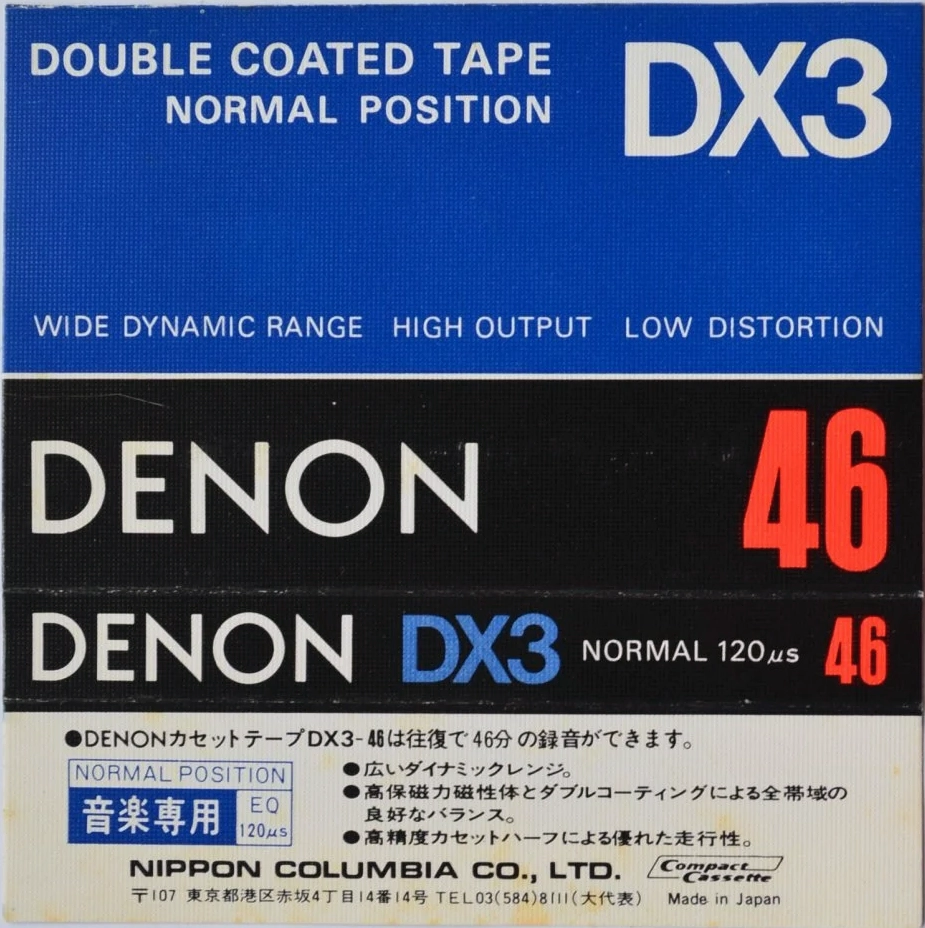 Compact Cassette Denon DX3 46 Type I Normal 1978 Japan