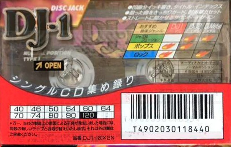 2 pack TDK DJ1 Disc Jack 120 "DJ1-120X2N" Type I Normal 1996 Japan