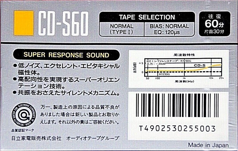 Compact Cassette Hitachi CD-S 60 Type I Normal 1988 Japan