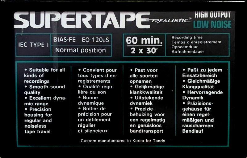 Compact Cassette SUPERTAPE 60 "44-9257A" Type I Normal 1992 Europe