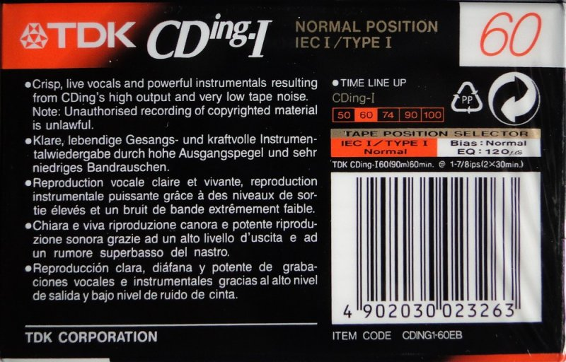 Compact Cassette: TDK  - CDing-I 60