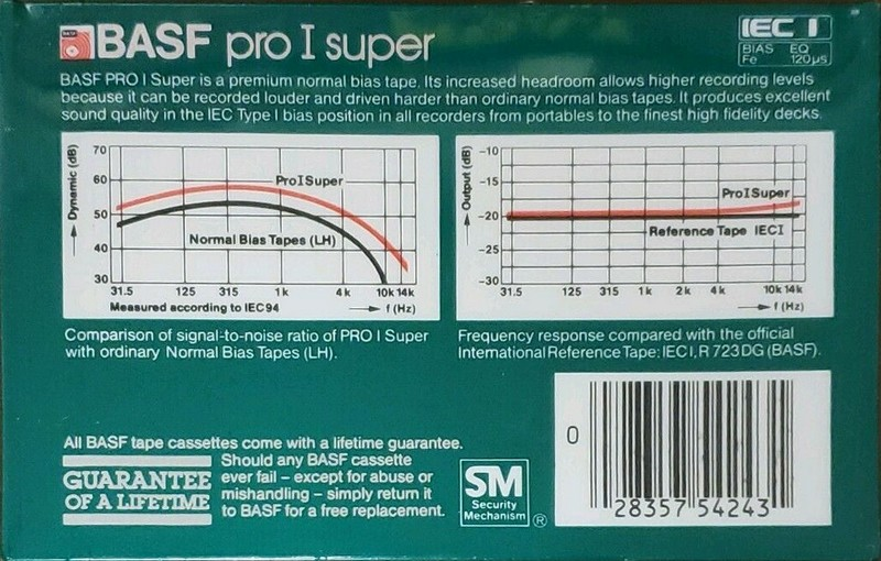 Compact Cassette BASF Pro I Super 90 Type I Normal 1982 USA