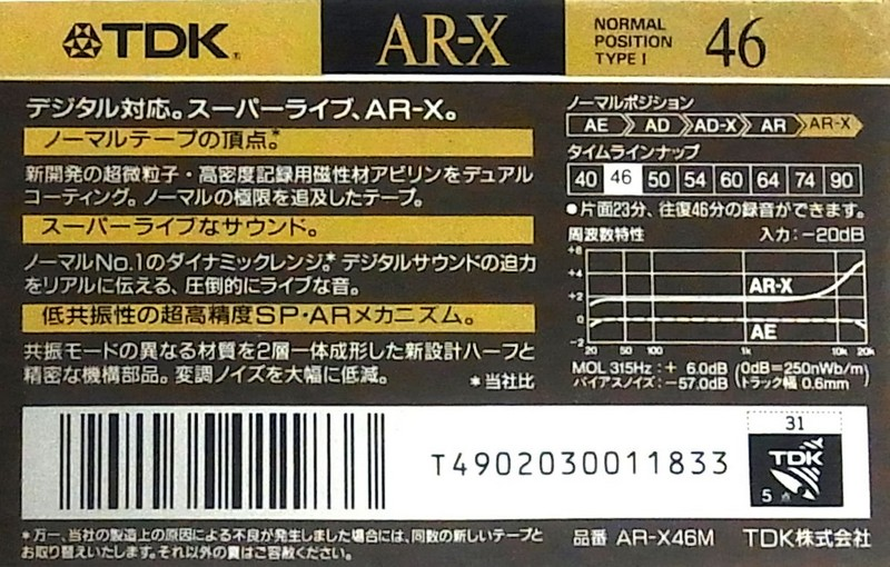 Compact Cassette: TDK  - AR-X 46