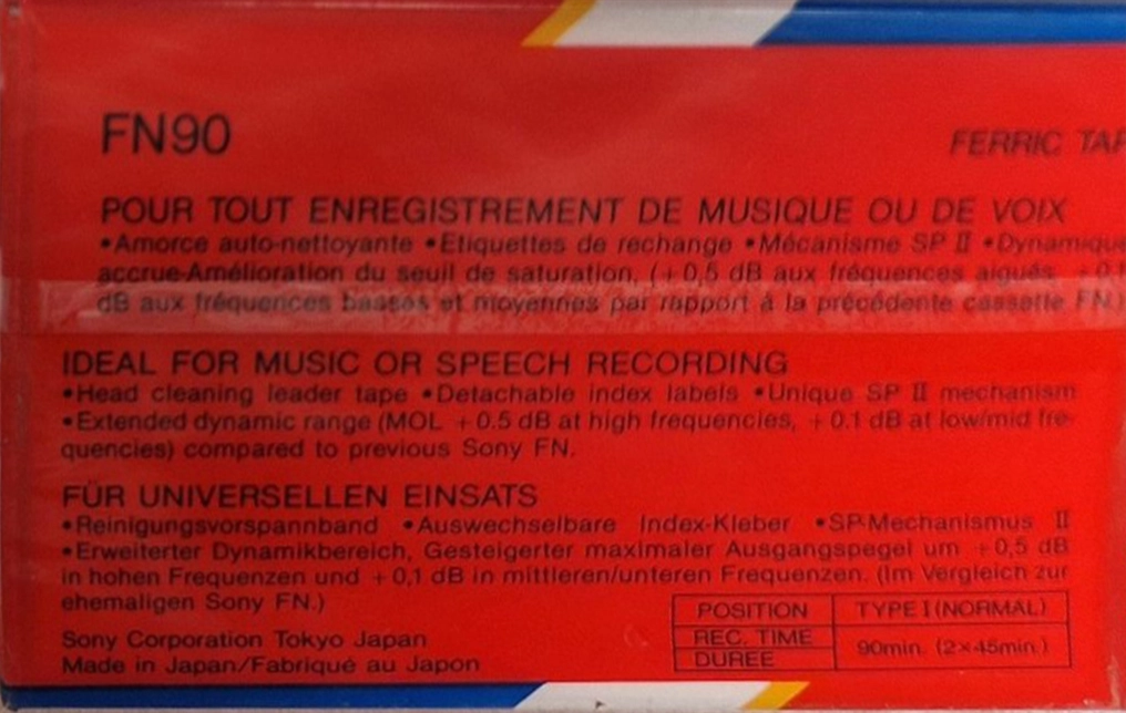 5 pack Sony FN 90 Type I Normal 1985 Europe