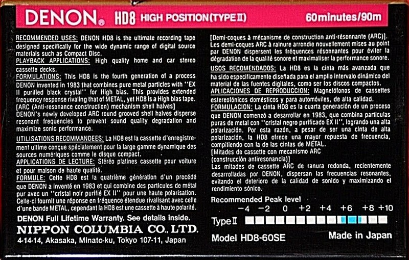 Compact Cassette: Nippon Columbia / Denon Denon - HD8 60