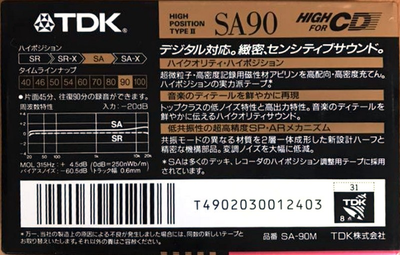 Compact Cassette: TDK  - SA 90