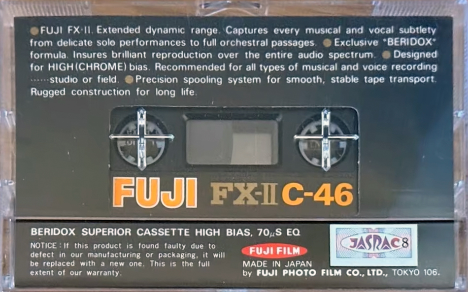 Compact Cassette Fuji FX-II 46 "Demonstration Tape" Type II Chrome 1977 Europe, North America