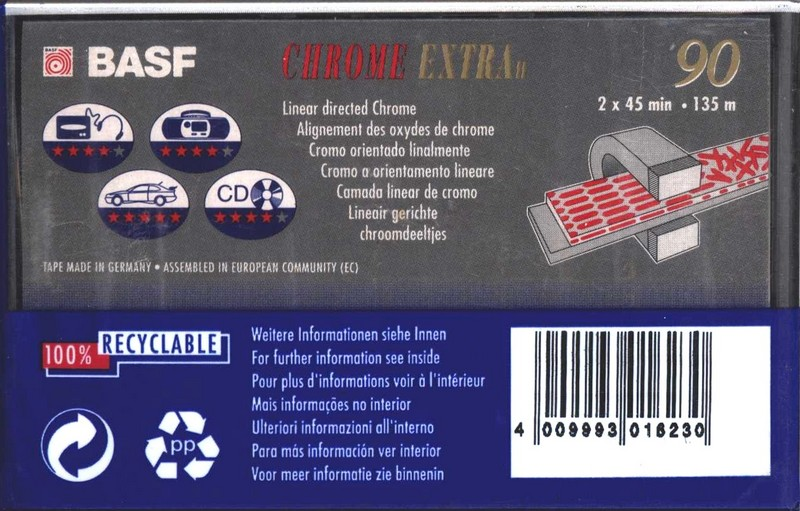 Compact Cassette BASF Chrome Extra II 90 Type II Chrome 1993 Europe