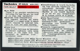 Compact Cassette Technics LN 60 "RT-60LN" Type I Normal 1985 Europe