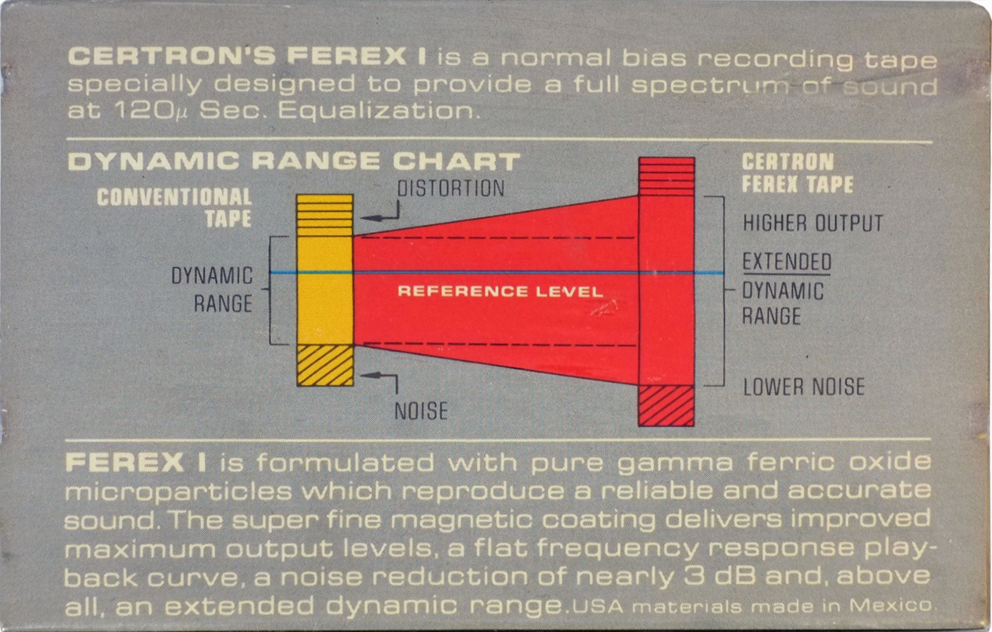 Compact Cassette Certron Ferex 60 "FRX I" Type I Normal 1982 USA