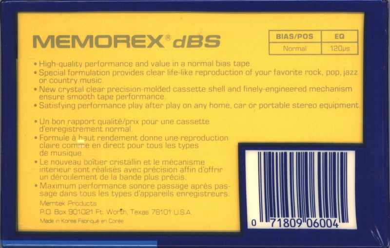 Compact Cassette: Memorex  - dBS 90