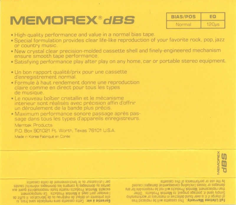 Compact Cassette: Memorex  - dBS 90