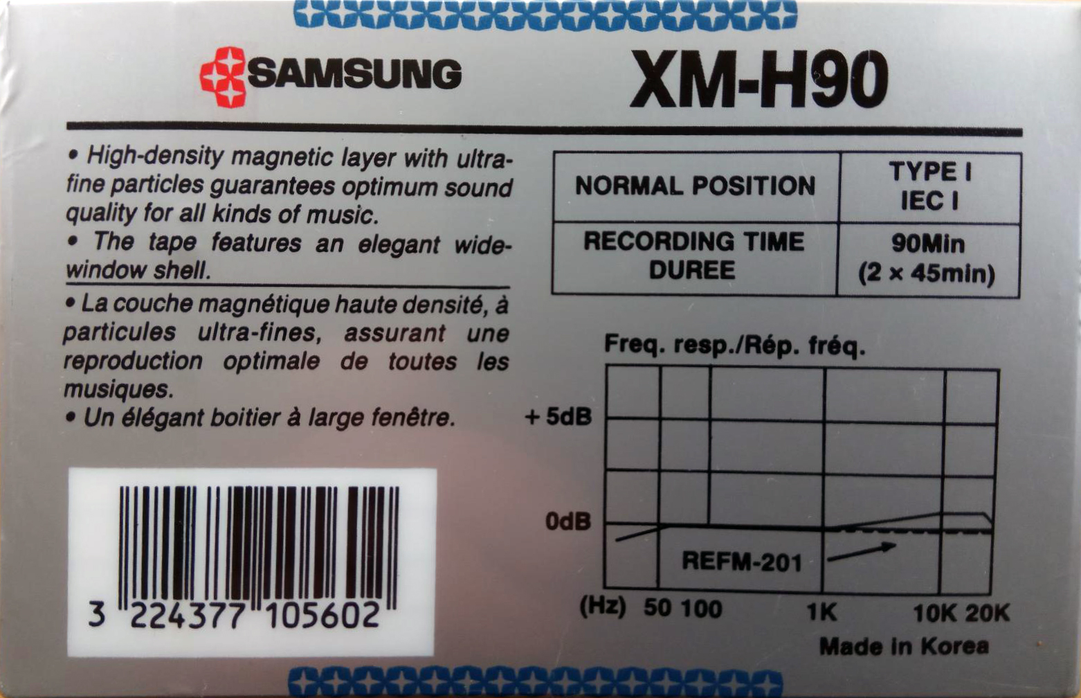 Compact Cassette Samsung XM-H 90 Type I Normal 1990 Europe