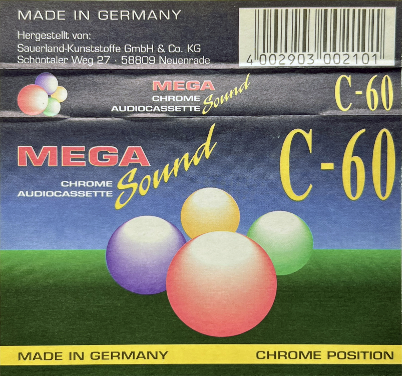 Compact Cassette Mega Sound 60 Type II Chrome 1997 Germany