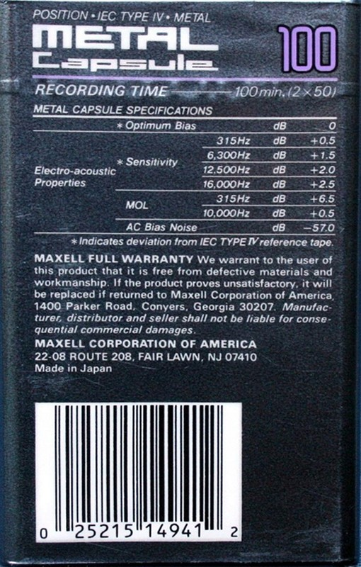 Compact Cassette: Maxell / Hitachi Maxell - Metal Capsule 100