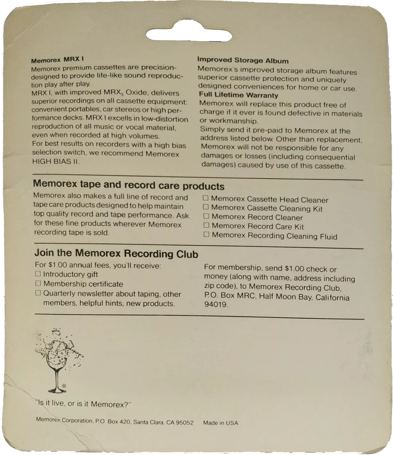 Blister Memorex MRX I 120 Type I Normal 1982 USA