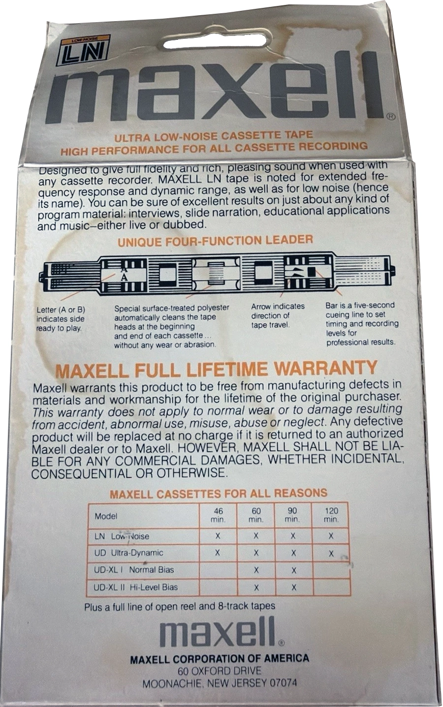 2 pack Maxell LN 60 Type I Normal 1977 USA