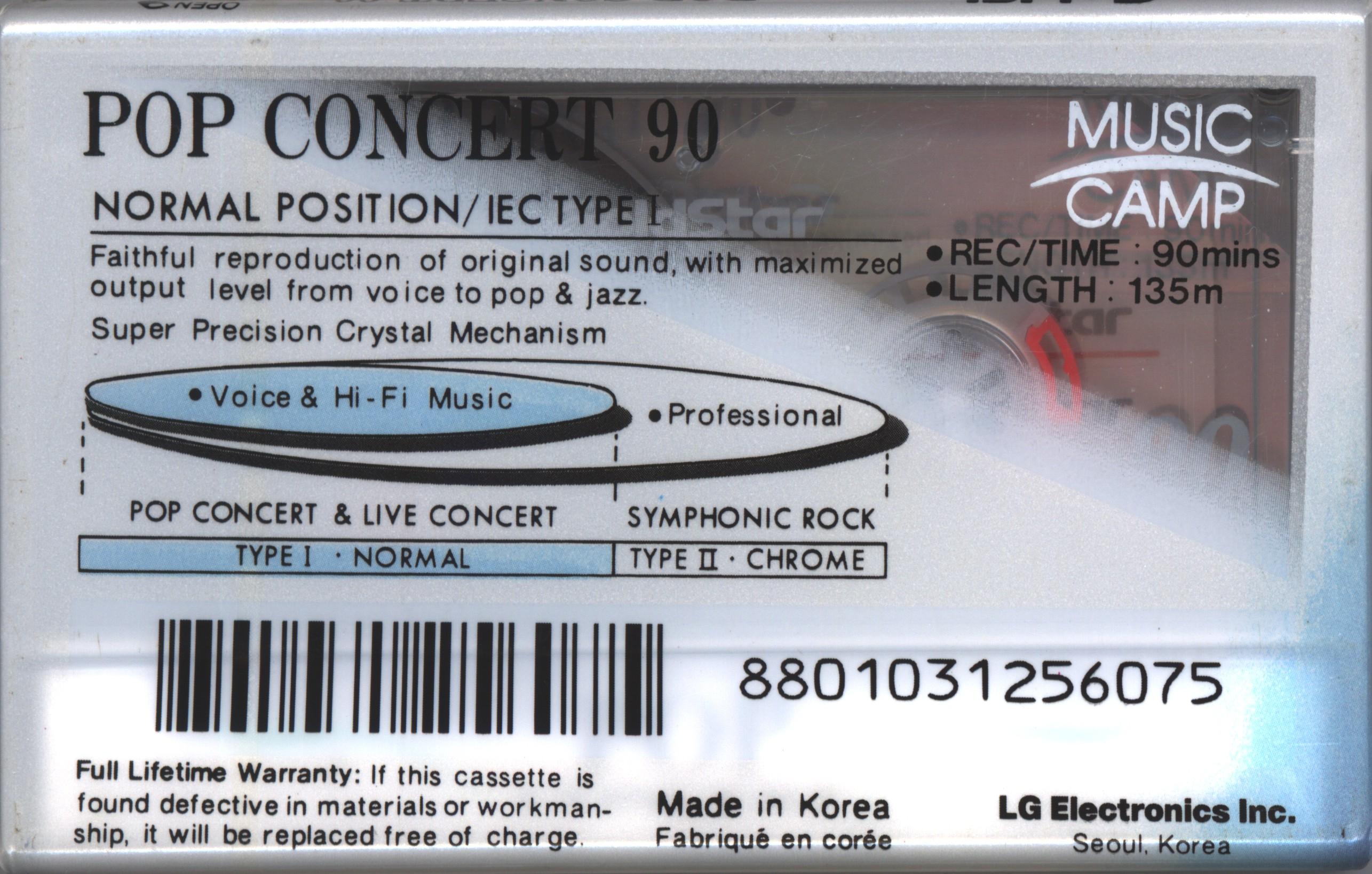 Compact Cassette Goldstar Pop Concert 90 Type I Normal 1994 Canada