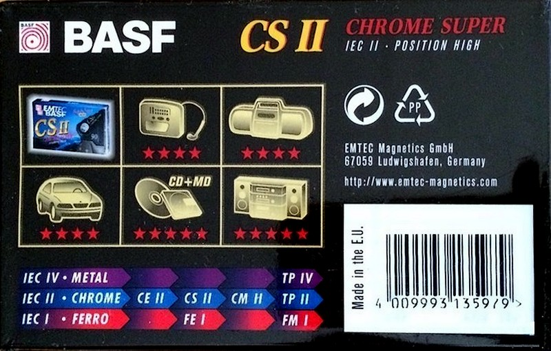 Compact Cassette Emtec CS II Chrome Super 90 Type II Chrome 2001 Germany